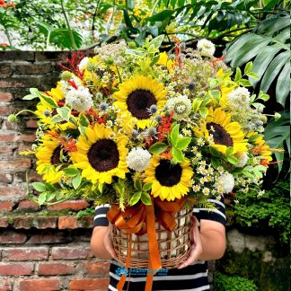 basket of sunflowers for a new day