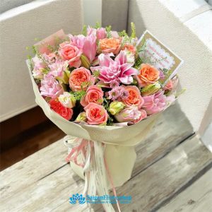 Bouquet of roses and lilies for my wife