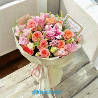 Bouquet of roses and lilies for my wife