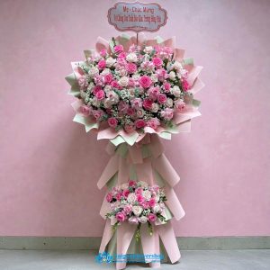 Giving flowers for a store opening in Saigon
